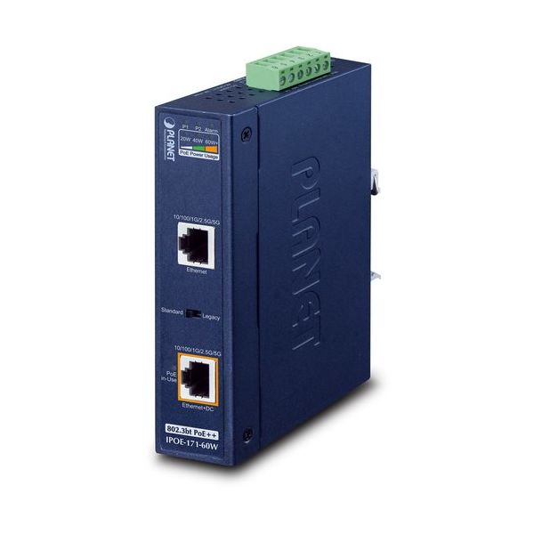 PLANET TechnologyCorporation 産業用マルチギガビットPoE++インジェクター IPOE-171-60W 1個（直送品）