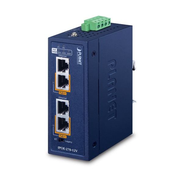 産業用マルチギガビット2ポートPoE++インジェクター IPOE-270-12V 1個（直送品）