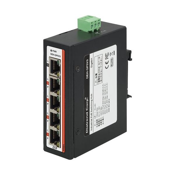 ダイヤトレンド Diatrend 産業用PoEスイッチングハブ ギガビットタイプ DEH-GP5V3 1個 680-7622（直送品）