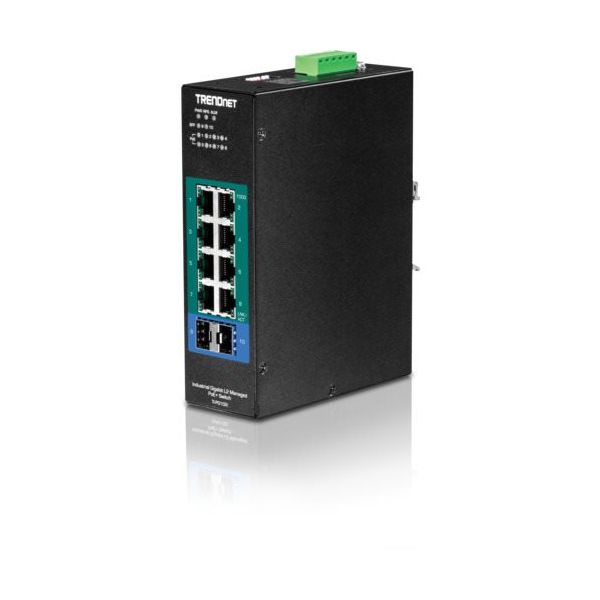 TRENDnet 10ポート 産業用ギガビットL2マネージドPoE+ DINレールスイッチ 24―57V TI-PG102I 1個（直送品）