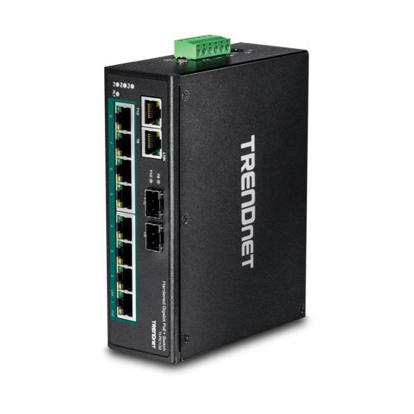 TRENDnet 10ポート 産業用ギガビットPoE+ DINレールスイッチ TIーPG102 1個 687-0763（直送品）