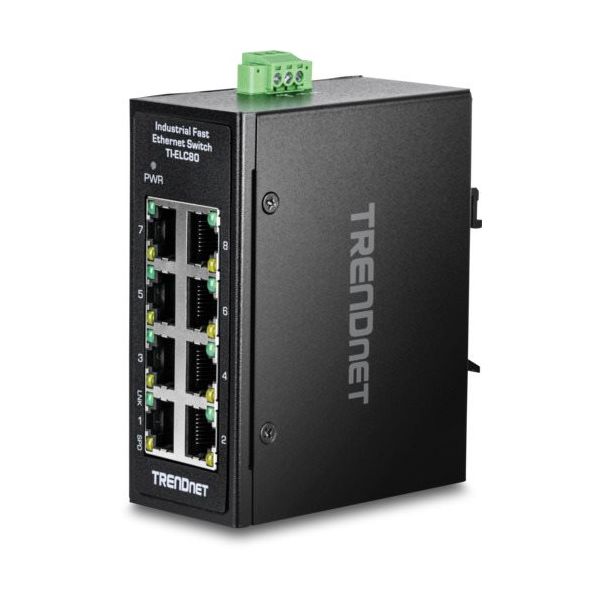 TRENDnet 8ポート 産業用ファストイーサネットDINレールミニスイッチ TIーELC80 1個 684-7022（直送品）