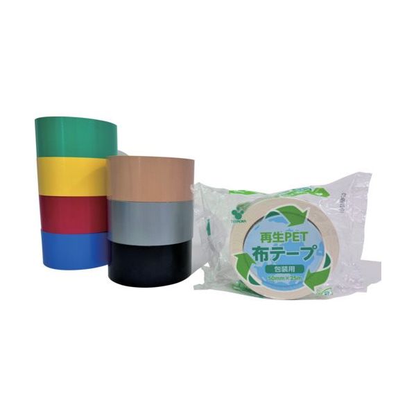 寺岡製作所 TERAOKA 再生PET布テープ No.1605 黒 100mm×25M 1605 BK 100X25 1セット(18巻)（直送品）