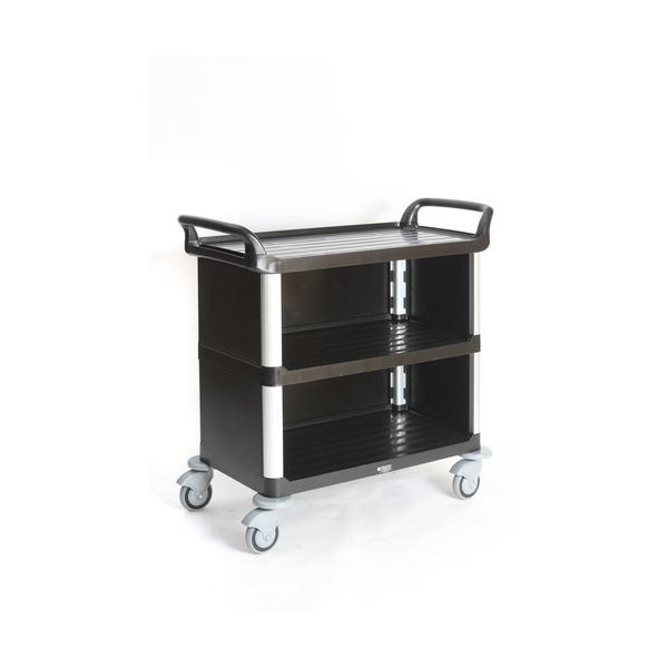 金沢車輌 金沢 静音樹脂3段ワゴン 3方囲い付 ブラック SH-9F BLACK 1台 687-1105（直送品）