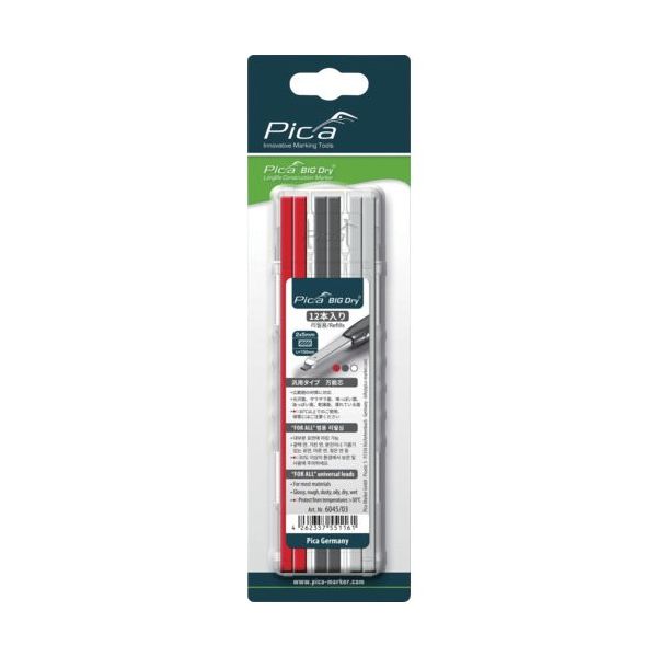 ピカマーカー 建築用シャープペンシル"BIG Dry用替芯 12本入り 赤黒白(各4本) 6045SB03 1パック(12本)（直送品）