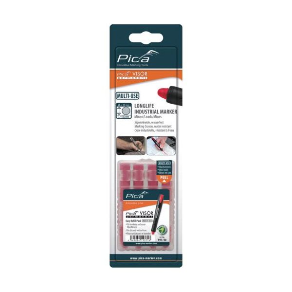 ピカマーカー パーマネントマルチマーカー"VISOR用替え 赤 4本入り ブリスターパック 99140SB03 1箱(4本)（直送品）