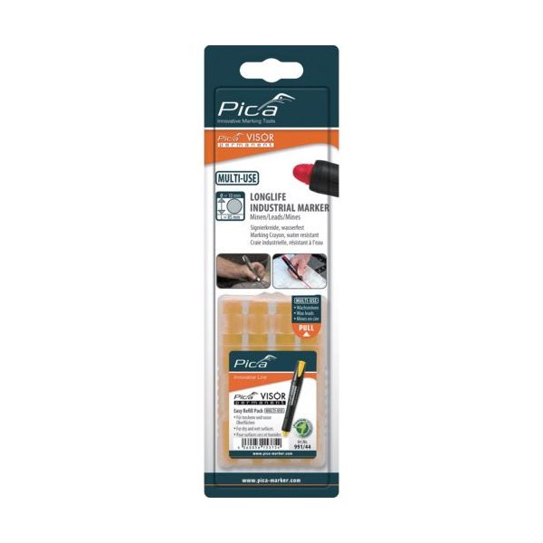 ピカマーカー パーマネントマルチマーカー"VISOR用替え 黄 4本入り ブリスターパック 99144SB03 1箱(4本)（直送品）