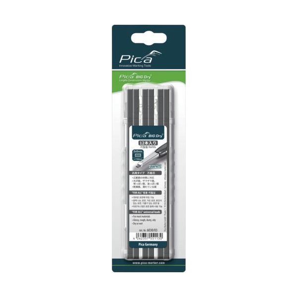 ピカコーポレイション ピカマーカー 建築用シャープペンシル"BIG Dry用替芯 12本入り 黒2B 6030SB03 1パック(12本)（直送品）