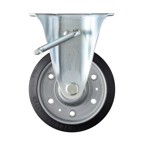 ハンマー プレート式キャスター 固定(ストッパー付) 車輪径150mm ゴム車輪 Jシリーズ 413JR-RBB150 1個（直送品）