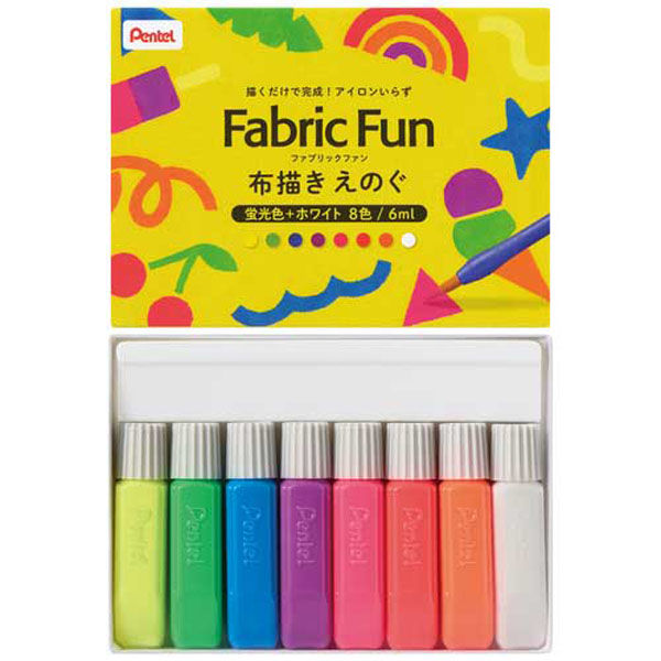 ぺんてる FF布描き絵具蛍光・ホワイト8色FFPC1-F8J FFPC1-F8J 1セット（直送品）