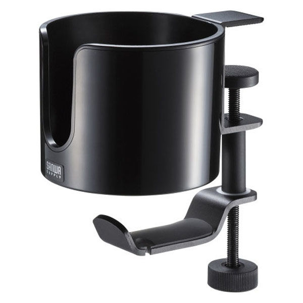 サンワサプライ  ドリンクホルダー付きバッグハンガー PDA-STN76BK（直送品）