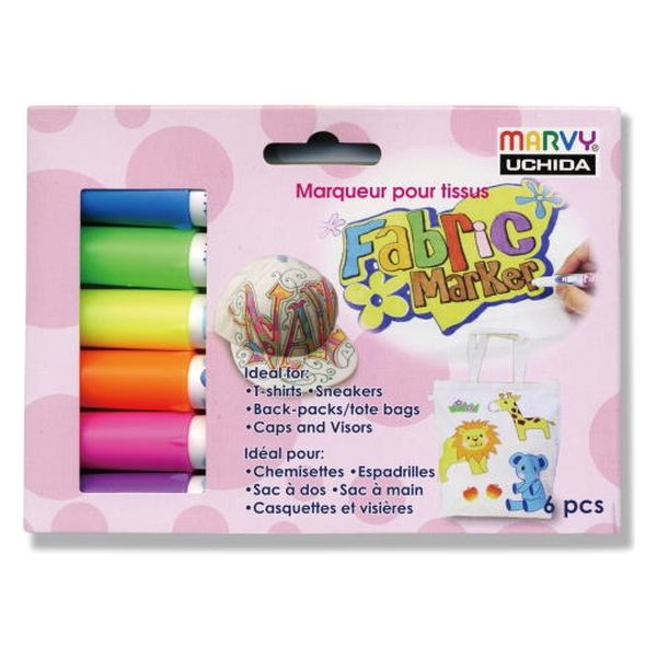 マービー ファブリックマーカー 蛍光色6色組 560-6C 1セット（直送品）