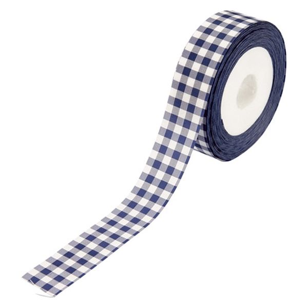 小堀リボン リボン Sギンガムチェック紺22mm×23m NO.1100コン 1巻（直送品）