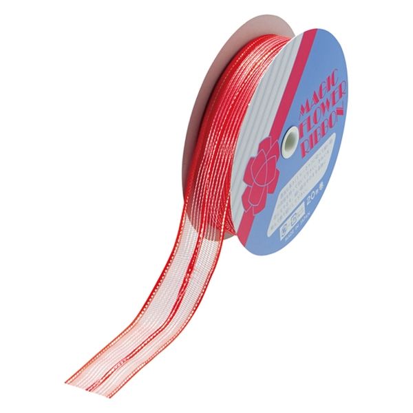 小堀リボン マジックフラワーNo.12 24mm×20m 赤 No.12アカ24mmx20m 1セット(1巻×3)（直送品）