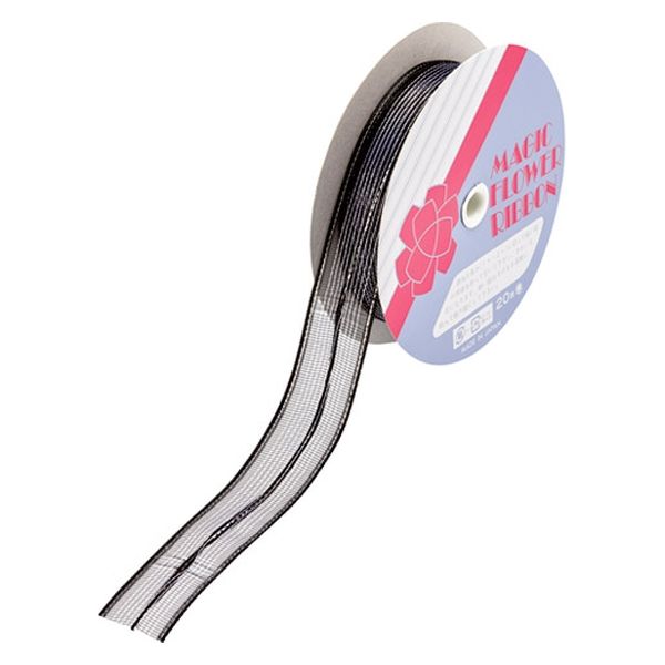 小堀リボン マジックフラワーNo.12 24mm×20m 黒 NO.12クロ24 1セット(1巻×3)（直送品）