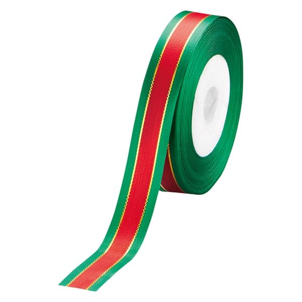 小堀リボン リボン イサベラ 赤/緑 18mm×25m No.3480 グリーン18mmx25 1セット(1巻×2)（直送品）