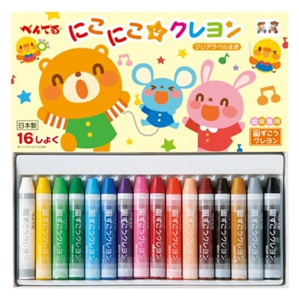 ぺんてる にこにこクレヨン 16色 PTCGP3-16 1セット(2個)（直送品）