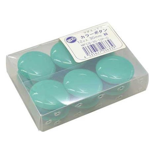 マグエックス カラーボタン MFCB-30 直径30mm 緑 12個 MFCB-30-12P-G 1パック×3（直送品）