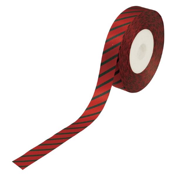 小堀リボン リボンストライプ No1810 18mm 赤/緑 1巻（直送品）