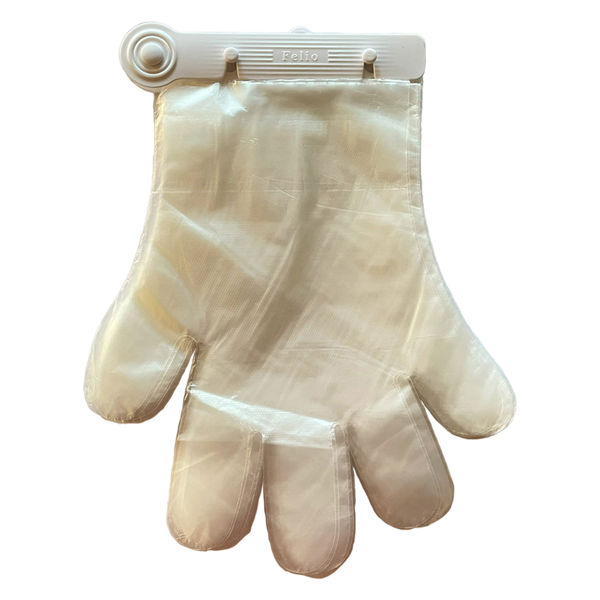 富士商 片手で装着できるワンタッチ ポリエチ手袋 白クリップ付 キッチン使い捨てお掃除 F22063 1個(100枚入)（直送品）