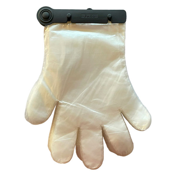 富士商 片手で装着できるワンタッチ ポリエチ手袋 黒クリップ付 キッチン使い捨てお掃除 F22070 1個(100枚入)（直送品）