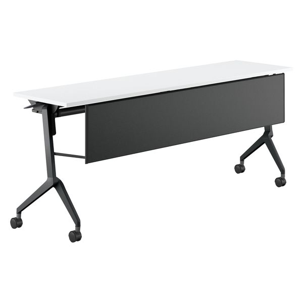 4台セット　美品　コクヨ　折りたたみ会議テーブル　180x45 組立設置込】コクヨ リーフライン フラップテーブル パネル付 棚