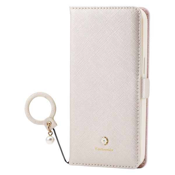 iPhone 16e ケース レザー フィンガーストラップ ミラー付 ホワイト PM-A25SPLFJM2WH エレコム 1個（直送品）