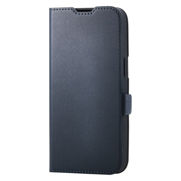 iPhone16e ケース レザー 手帳型 マグネット カードケース機能付 ネイビー PM-A25SPLFMGNV エレコム 1個（直送品）