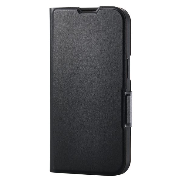 iPhone 16e ケース レザー 手帳型 超軽量 カードケース機能付 ブラック PM-A25SPLFUBK エレコム 1個（直送品）