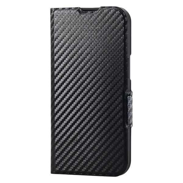 iPhone 16e ケース レザー 超軽量 カードケース機能付 カーボンブラック PM-A25SPLFUCB エレコム 1個（直送品）