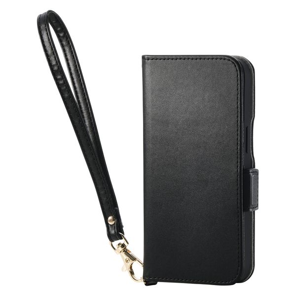 iPhone16e ケース レザー 手帳型 マグネット カードケース機能付 ブラック PM-A25SPLFY4BK エレコム 1個（直送品）