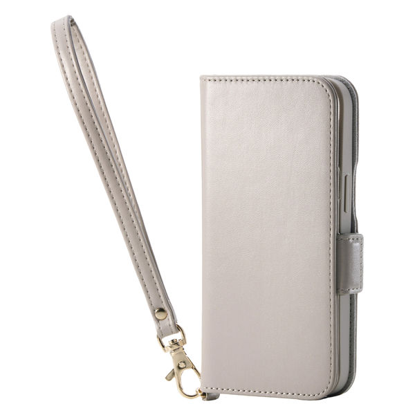 iPhone 16e ケース レザー マグネット カードケース機能付 グレージュ PM-A25SPLFY4GB エレコム 1個（直送品）