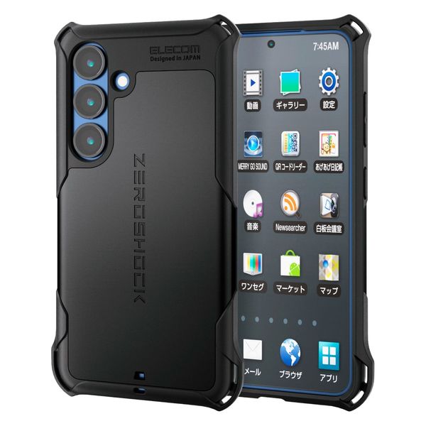 Galaxy S25 SC-51F ケース ハイブリッド 衝撃吸収 ブラック PM-G251ZEROBK エレコム 1個（直送品）