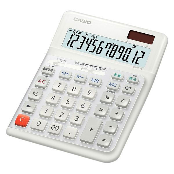 カシオ 人間工学電卓左手用大型 DE-12D-L-WE-N 1個（わけあり品）