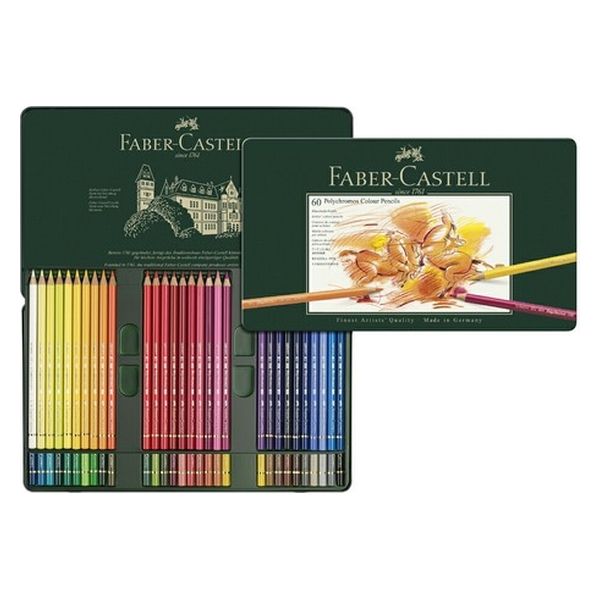 Faber-Castell ポリクロモス色鉛筆 60色セット　全色有 缶入 ファーバーカステル ポリクロモス色鉛筆セット 60色缶入 110060