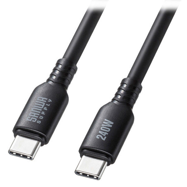 PCOCCケーブル約1m×2ペア【送料込】 サンワサプライ USB2.0 TypeーC シリコンケーブル（PD240W・2m