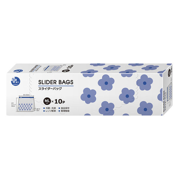 プラスプラス デザインスライダーバッグ ML マチ付 25×24×8cm 花