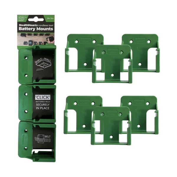 ステルスマウント バッテリーマウントハイコーキ/メタボHPT/ヒタチ18V用(6個入り)グリーン BM-MHH18-GRN-6 1個(6個)（直送品）