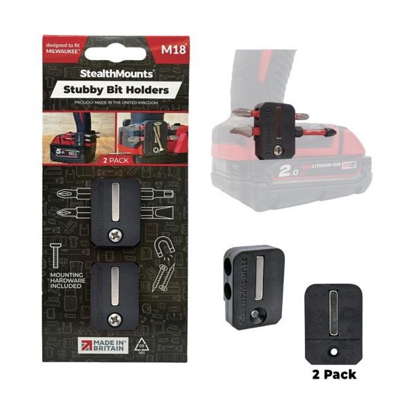 ステルスマウント StubbyビットホルダーミルウォーキーM18用(2個入り)ブラック BH-M18-S-BLK-2 1個(2個)（直送品）