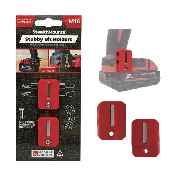 ステルスマウント StubbyビットホルダーミルウォーキーM18用(2個入り)レッド BH-M18-S-RED-2 1個(2個)（直送品）