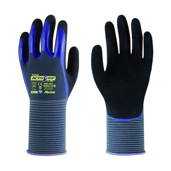 東和コーポレーション トワロン ニトリル背抜き手袋 アクティブグリップCJー568 9/L CJ-568-9L 1双 538-8079（直送品）