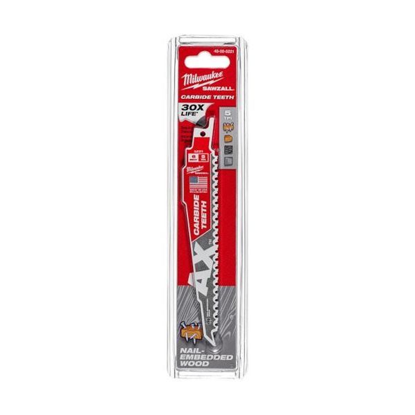 milwaukee AX木工用カーバイドレシプロソーブレード 5TPI 152mm (1本) 48-00-5221 1個（直送品）
