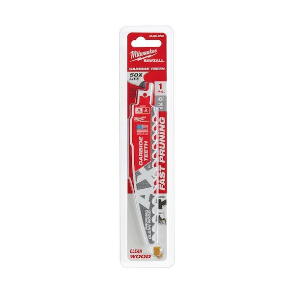 milwaukee AX 剪定用カーバイドレシプロソーブレード 3TPI 152mm(1本) 48-00-5231 1個（直送品）