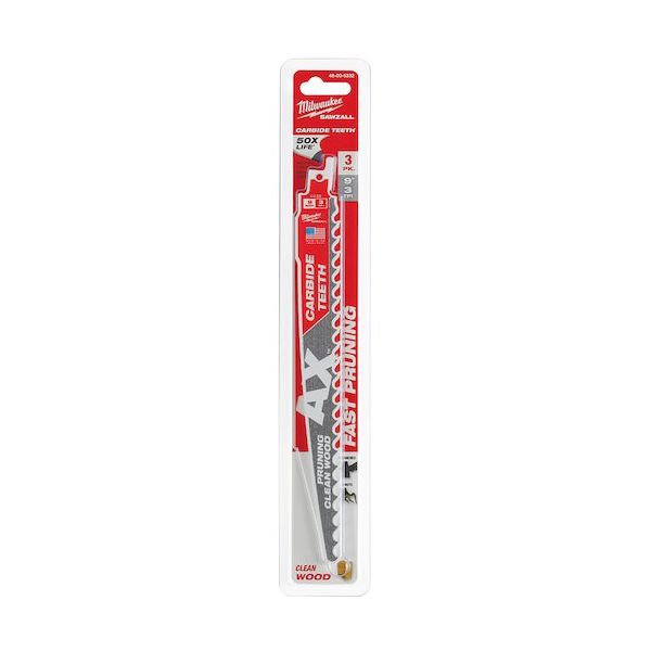 milwaukee AX 剪定用カーバイドレシプロソーブレード 3TPI 229mm(3本パック) 48-00-5332 1個（直送品）