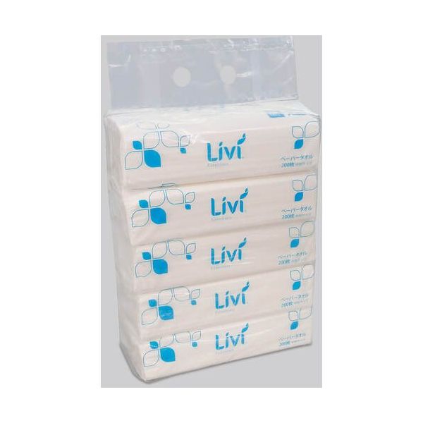 ユニバーサル・ペーパー リビィ 8781 ペーパータオル中判5P W01P 1袋(1000枚) 342-0322（直送品）