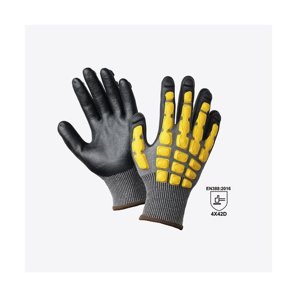 丸五 MARUGO 耐切創甲ガード手袋 まもるくんCR#990 M MAMORU990-BK/YE-M 1双 667-1076（直送品）