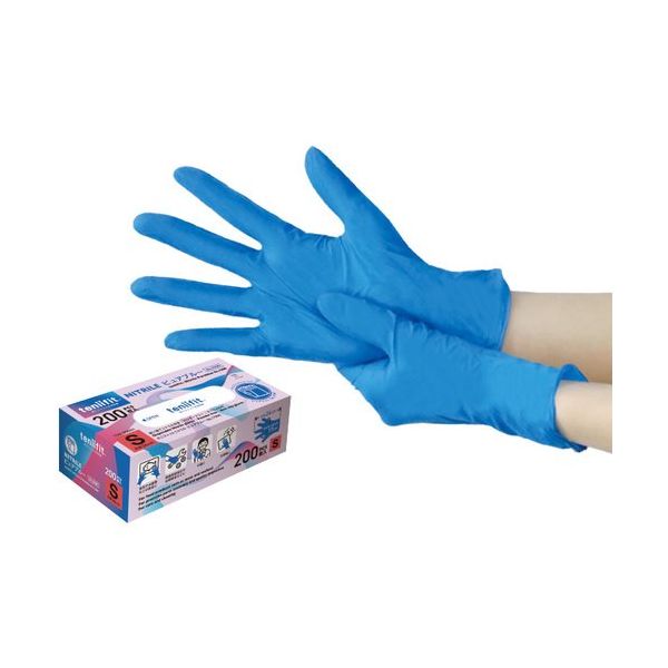 KOKUGO 使い捨てニトリル手袋 teniifit NITRILE ピュアブルー No.1500 S 200枚入 104-99601（直送品）