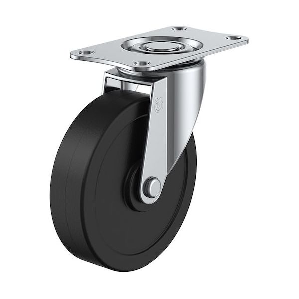 ユーエイ プレート式 自在 キャスター 導電ゴム 車輪径100mm Eタイプ E型 取付寸法82×40 E-100RHE 1個（直送品）