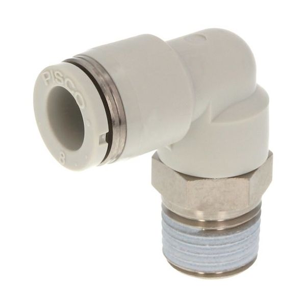 日本ピスコ PISCO チューブフィッティング エルボ チューブ外径:6mm ネジサイズ:R1/4 ライトグレー仕様 PL6-02W 1個（直送品）