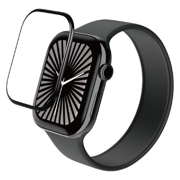 アップルウォッチ ガラスフィルム Series 10 46mm 全面保護 ゴリラ ブラック AW-24AFLGOR エレコム 1個（直送品）